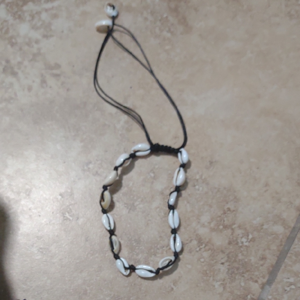 Puca Shell Adjustable Necklace with Black Cord